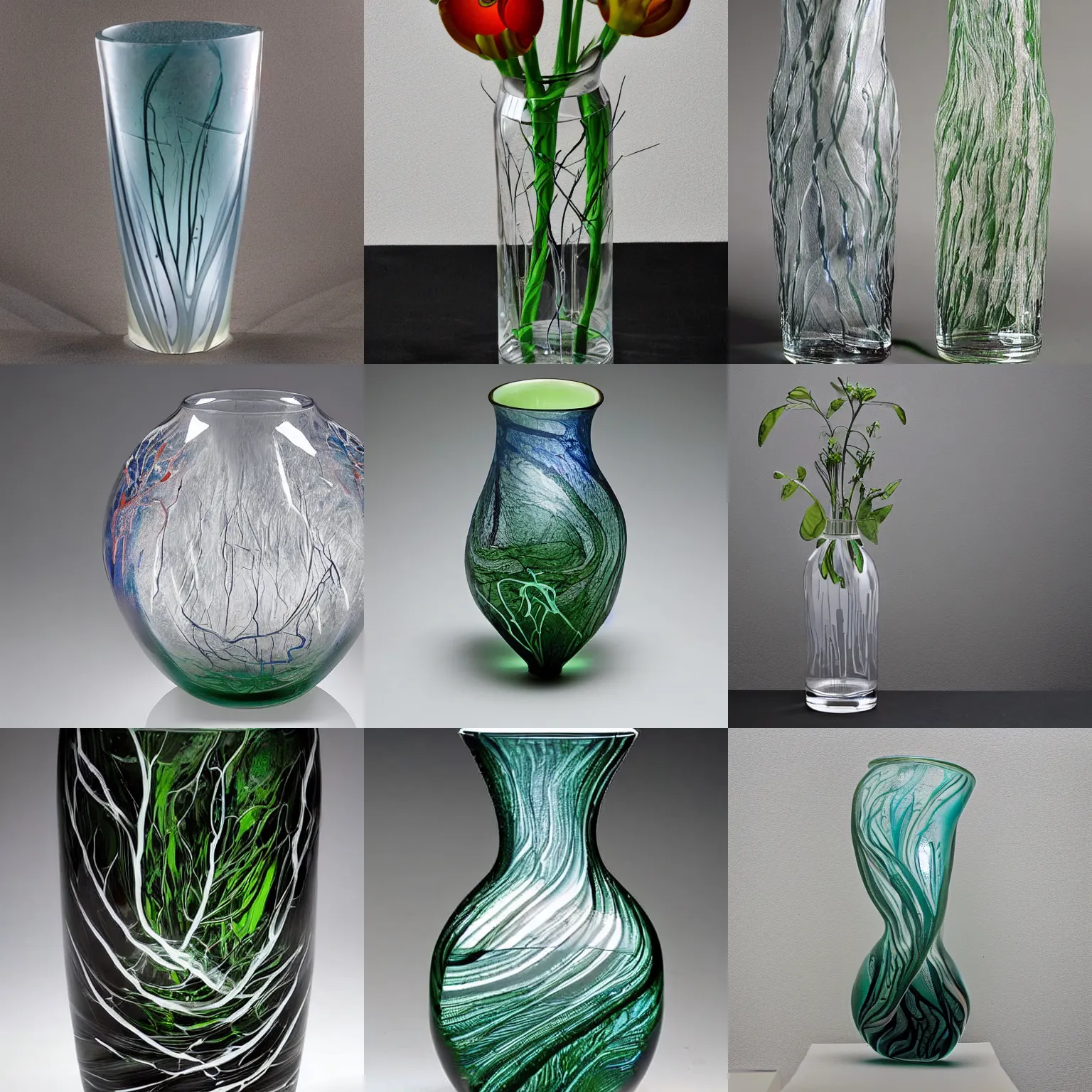 Prompt: a vase made out of veins and glass