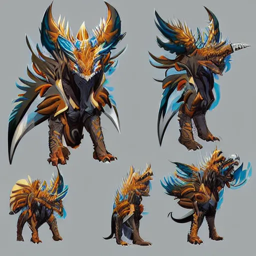 Image similar to concept art of zinogre from monster hunter, vector art, by cristiano siqueira, brush hard, highly detailed, artstation, high quality