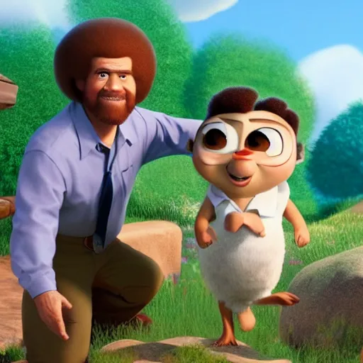 Image similar to bob ross as a pixar disney character from up ( 2 0 0 9 ), unreal engine, octane render, 3 d render, photorealistic