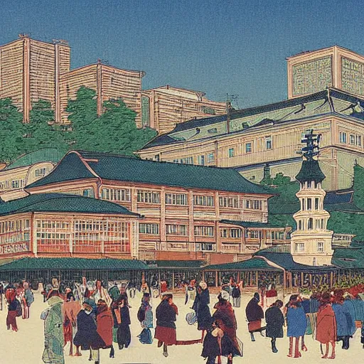 Prompt: Peoples of Minsk city painted in the style of kawase hasui, natural light, very detailed, 2022
