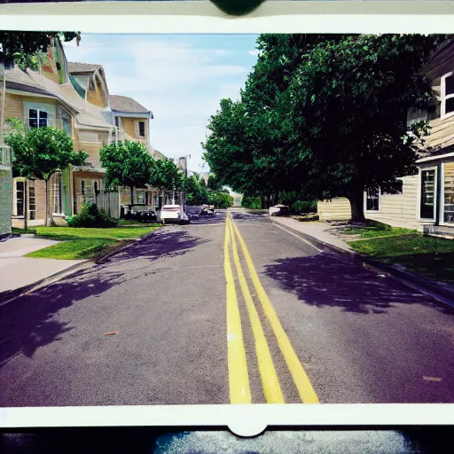 Image similar to a photograph of a suburban street during summer, trending on tumblr, 2 0 0 6, taken with a disposable camera