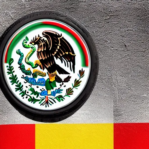 Prompt: a tire with the Mexican flag printed on it, National Geographic photo, coherent like Dall-E 2