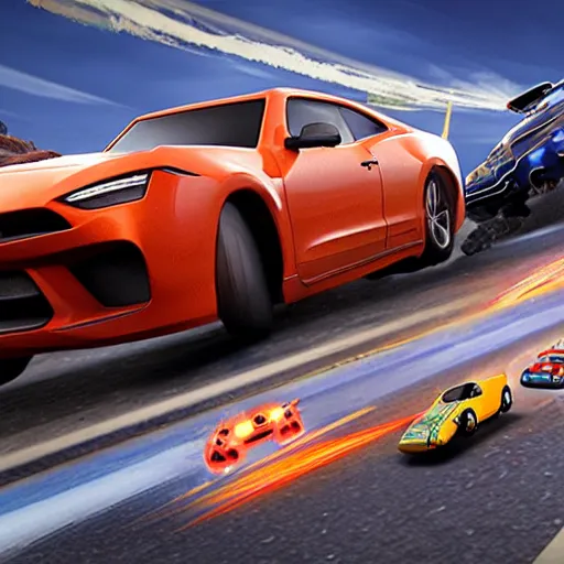 Image similar to dwayne johnson in hotwheels acceleracers