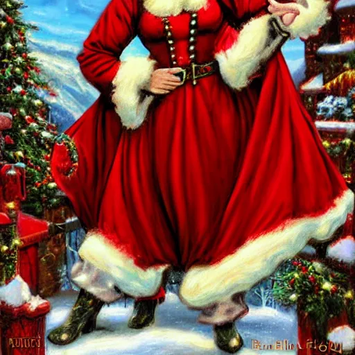 Image similar to Mrs. Claus as painted by Ralph Horsley