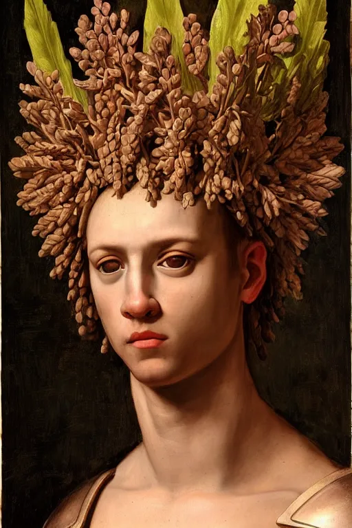 Image similar to renaissance painting of spartan, portrait, face closeup, emotions closeup, dressed in spartan armour, the beautiful garden with liliac bush everywhere, ultra detailed, art by guido reni style, vincenzo catena style