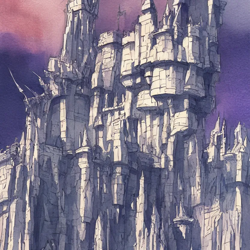 Prompt: a watercolor ink painting of a futuristic castle in the middle of a siege in the style of syd mead in the style of jean giraud trending on artstation deviantart pinterest detailed realistic hd 8 k high resolution