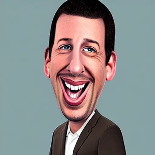 Image similar to a lifelike accurate caricature drawing of adam sandler