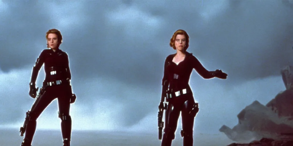 Image similar to a still of Scarlett Johansson in Star Wars (1977)