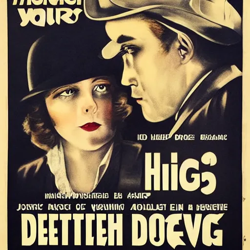 Prompt: poster for a detective movie released in 1 9 2 5, high detail,