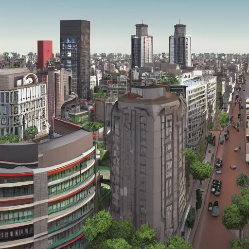 Prompt: a 3D render of buildings of Buenos Aires, highly detailed, in a video game style, 4K image