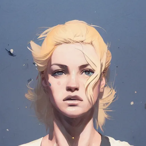 Image similar to Beautiful girl with blond hair profile picture by Greg Rutkowski, asymmetrical, Organic Painting , Matte Painting, geometric shapes, hard edges, street art, trending on the artstation:2 by Sachin Teng:4