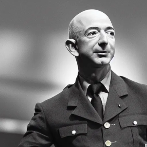 Prompt: a still image of jeff bezos from WW2