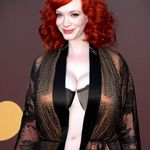 Image similar to christina hendricks with black robe,