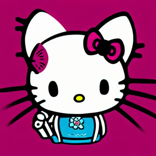 hello kitty wearing big headphones digital art Stable Diffusion