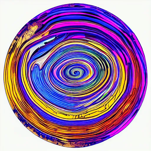 Image similar to a black hole, psychedelic colors