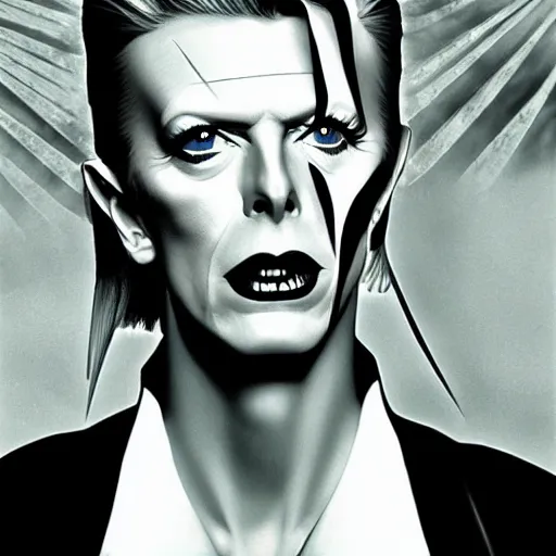 Prompt: david bowie as riff raff in rocky horror picture show, smooth, sharp focus, intricate, elegant, artgerm, alphonse mucha, trending on deviantart