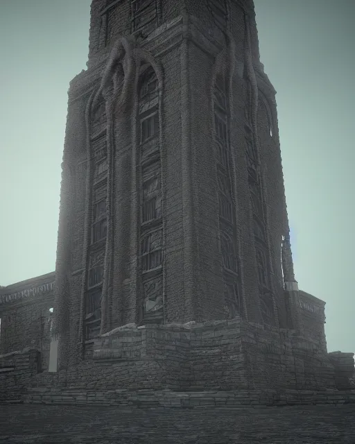 Image similar to 3 d render of cthulhu tower, photorealsitic, cinematic lighting, unreal engine 5