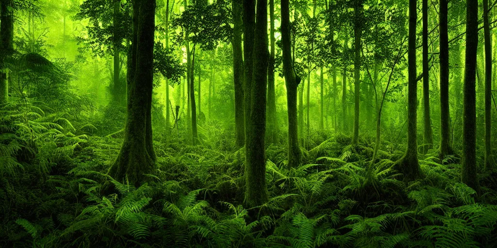Image similar to lush forest, dense vegetation, against light, bright details, contrasting, daylight, highly detailed, by dieter rams, national geographic magazine, reportage photo, natural colors