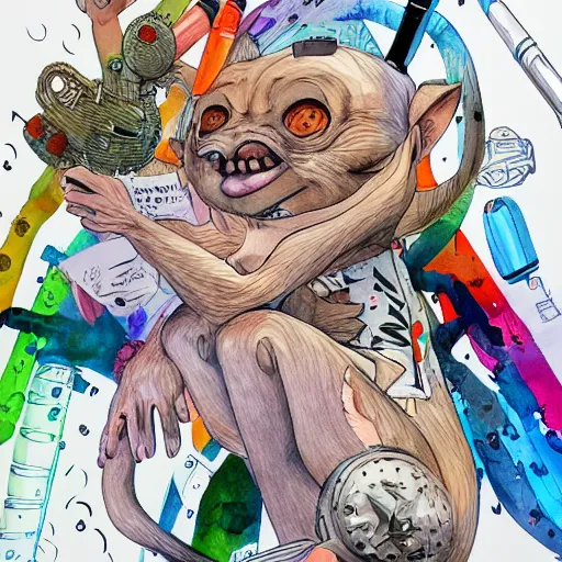 Image similar to ratfink, centered award winning watercolor pen illustration, by caroline choi, edited by range murata