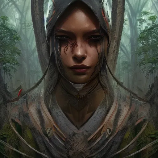 Image similar to symmetry, portrait, Predator, fantasy art, jungle, art by greg rutkowski, matte painting, trending on artstation