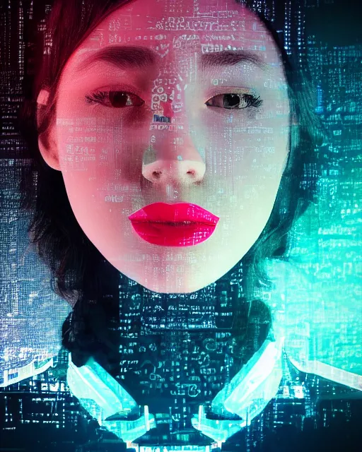 Prompt: A broken monitor with a calm AI women's face on it. No red lipstick, without makeup, dim colors. Very very very strong glitches on the monitor. The face is blurry with glitches. Extremely high detail, glitchcore, glitches, glitch, cyberpunk, 8k render