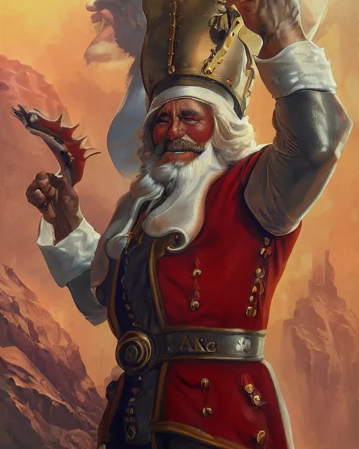 Image similar to cinematic portrait, smooth, saint nicholas by peter andrew jones, by mark brooks, hd, hyper detailed, 4 k