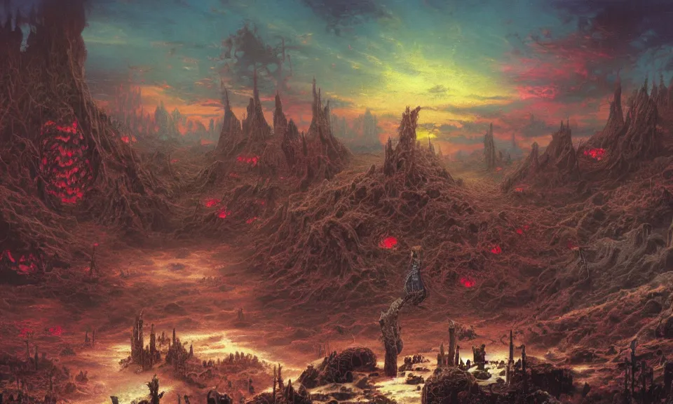 a barren hellscape populated by demons, painted by | Stable Diffusion ...