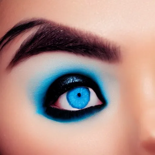 Image similar to raven haired seductive woman with stunning ocean blue eyes, black eyeshadow, long black eyelashes with a beautiful face, sharp thin nose, fair skin, soft skin, bare shoulders, luscious red lips