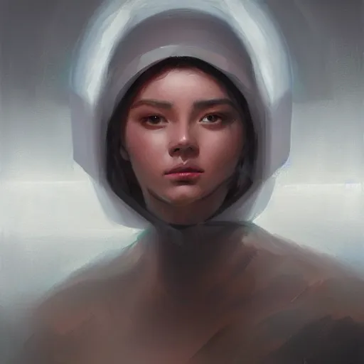 Image similar to ethereal robot portrait concept art oil painting by jama jurabaev, extremely detailed, brush hard, medium, artstation