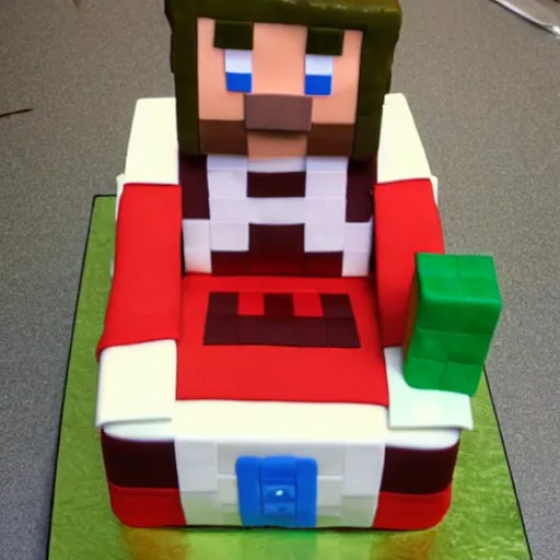 Prompt: minecraft Steve with birthday cake