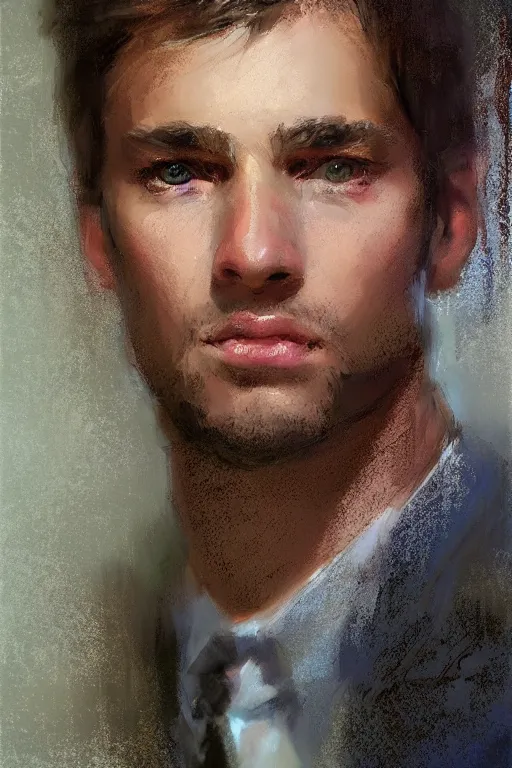Prompt: portrait of a handsome man with light brown hair with sparkling hazel eyes, art by Jeremy Mann, stylized, detailed, pastel colors, warm tones, Trending on artstation, artstationHD, artstationHQ, 4k, 8k