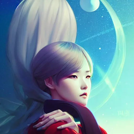 Image similar to beautiful yuna the summoner has a headache. optical illusion art by ilya kuvshinov lois van baarle ross tran range murata artgerm katsuhiro otomo norman rockwell. highly detailed intricately sharp focus mystically trending deviantart, pinterest, vogue italia, unreal engine 5, 4 k uhd image