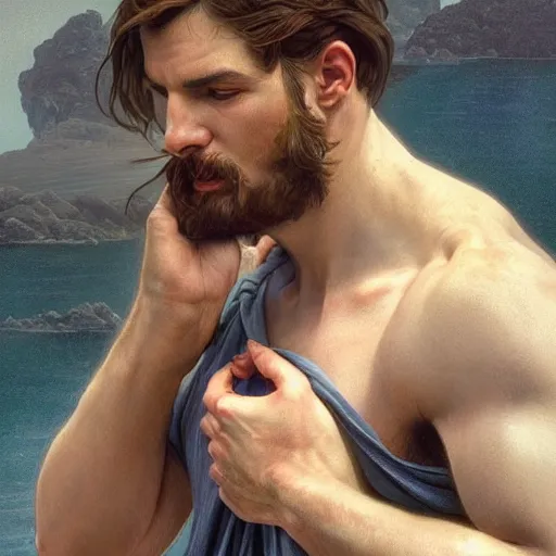 Prompt: Perfectly-centered portrait-photograph of a real life Greek god, lifelike, super highly detailed, professional digital painting, artstation, concept art, Unreal Engine 5, Photorealism, HD quality, 8k resolution, cinema 4d, 3D, beautiful, cinematic, art by artgerm and greg rutkowski and alphonse mucha and loish and WLOP