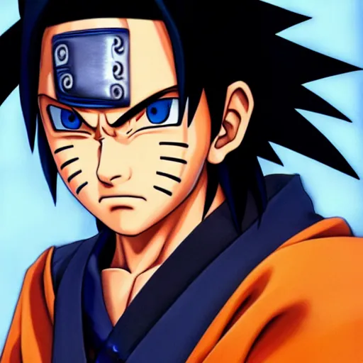 Image similar to ultra realistic portrait painting of a fusion of sasuke and naruto, art by akira toriyama, 4 k, dragon ball artstyle, cel shaded, highly detailed, epic lighting, full body