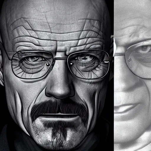 Prompt: Walter White transformation sequence