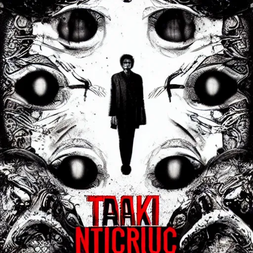 Prompt: ultra - photorealistic, new horror movie poster from takeshi miike, intricate details, sharp focus, perfect baroque like real project, symmetrical