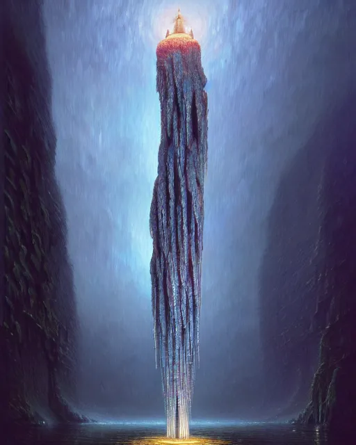 Prompt: a hyper - detailed 3 d render like an oil painting of beacons of the cascading light relay, surrealism!!!!! surreal concept art, lifelike, photorealistic, digital painting, aesthetic, smooth, sharp focus, artstation hd, by greg rutkowski, bruce pennington, valentina remenar, rhads, asher duran,