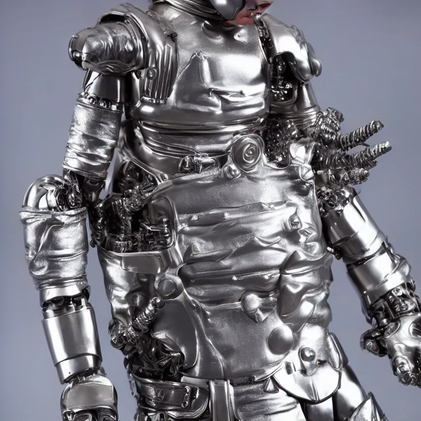 Image similar to extreme close - up of action figures futuristic cyborg tin man from the wiz buck rogers dune the movie, 4 k, highly detailed, award winning, look at all that detail!