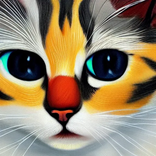 Prompt: painting of a cat with orange eyes
