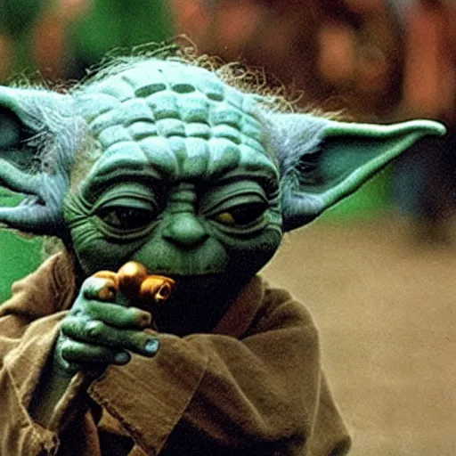 Image similar to yoda performing at woodstock