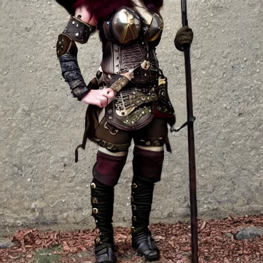 Prompt: full body photo of a fantasy steampunk female warrior