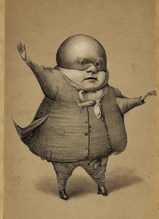 Image similar to 1 8 0 0 s style full body detailed photograph of silly humpty dumpty jack black, realistic, hieronymus bosch