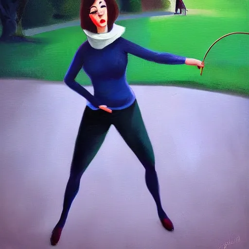 Image similar to woman juggling in the park. Oil painting. Digital painting. Art station. Mood lighting. highly detailed, concept art, intricate, sharp focus, einar jonsson , man ray