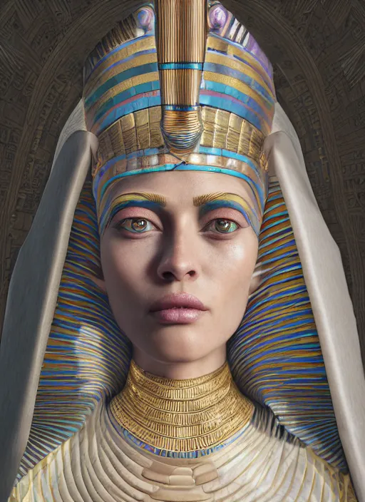 Image similar to an anthropomorphic beautiful female wizard of pharaoh portrait wearing robe, fine art, award winning, intricate, elegant, sharp focus, octane render, hyperrealistic, cinematic lighting, highly detailed, digital painting, 8 k concept art, art by jamie hewlett and z. w. gu, masterpiece, trending on artstation, 8 k