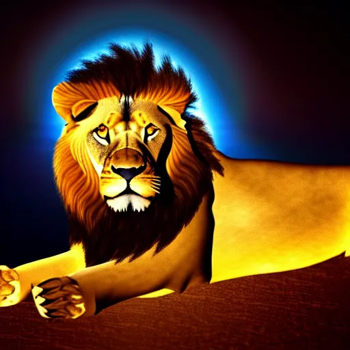 Prompt: Majestic lion, atmospheric lighting, painted, intricate, volumetric lighting, beautiful, rich deep colours masterpiece, golden hour, sharp focus, ultra detailed