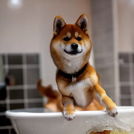 Image similar to Shiba inu puppy takes a bath