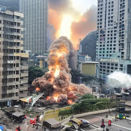 Image similar to a big explosion in the city of taiwan