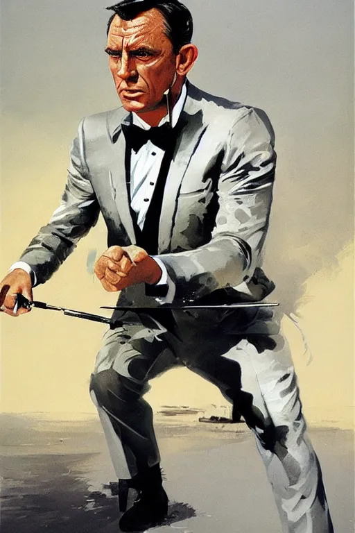 Image similar to painting of james bond, by Frank McCarthy