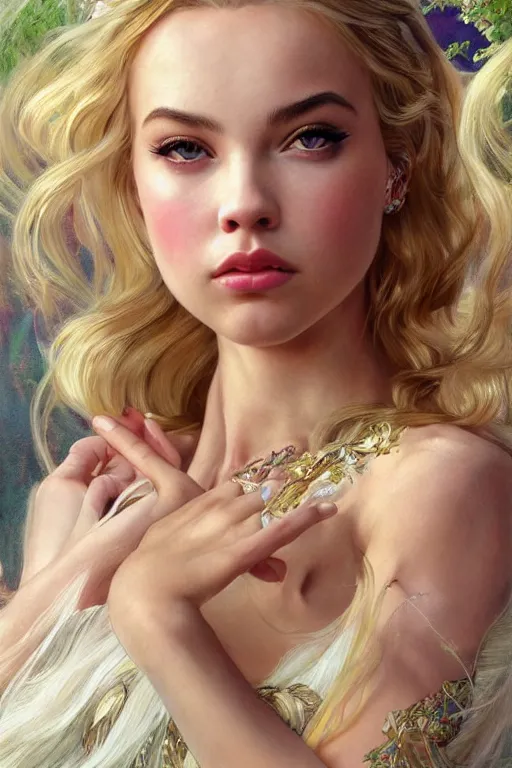 Prompt: ultra realistic illustration, a stunningly beautiful greek goddess of ecstasy played by jordyn jones and dove cameron and margot robbie and taylor swift and megan fox and natalie dormer, intricate, elegant, highly detailed, digital painting, artstation, concept art, smooth, sharp focus, illustration, art by artgerm and greg rutkowski and alphonse mucha