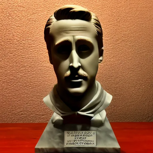 Prompt: ryan gosling marble bust